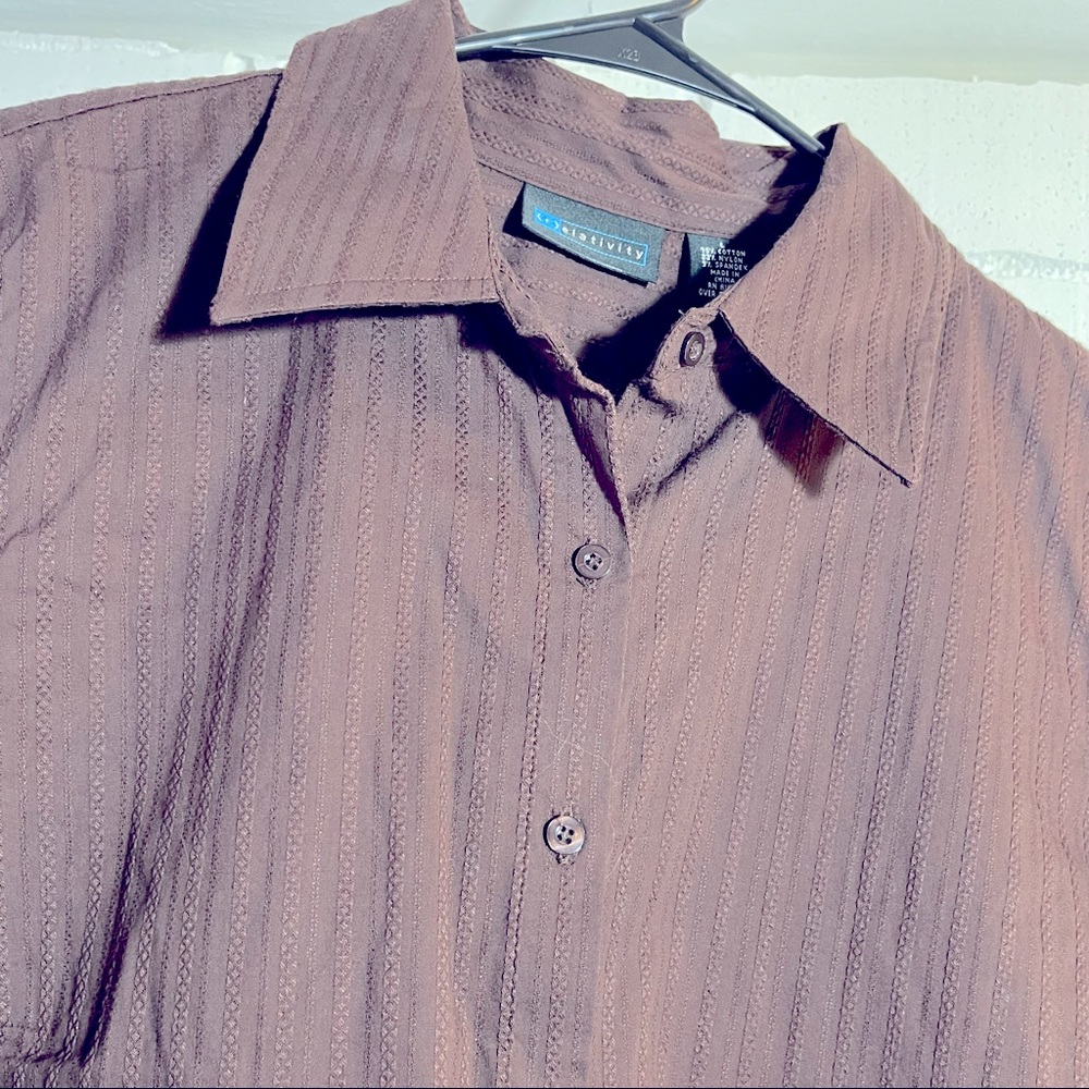 Relativity brown business casual button down shirt size large new with tags - Picture 2 of 5
